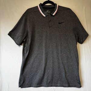 Nike Dri Fit Mens Polo Tee Size Large Golf Striped Logo Sporty Athletic Preppy